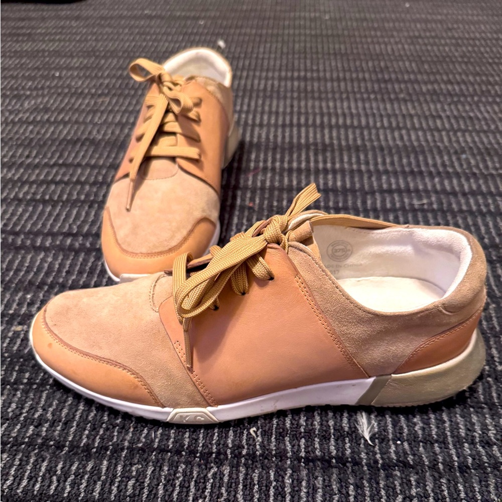 Kenneth Cole Leather Suede 2 Tan Sneakers athletic minimalist sneakers camel 8.5